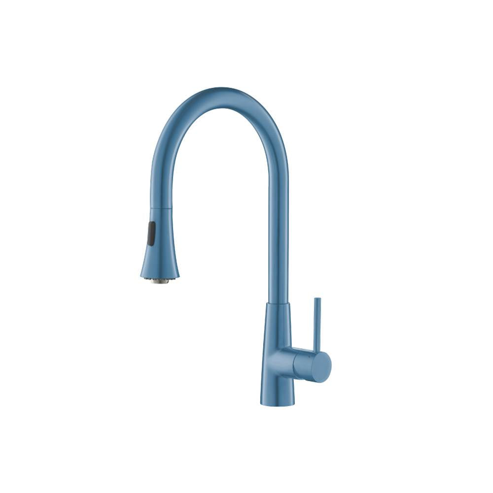Isenberg By Flusso - Zest - Dual Spray Stainless Steel Kitchen Faucet With Pull Out - Blue Platinum