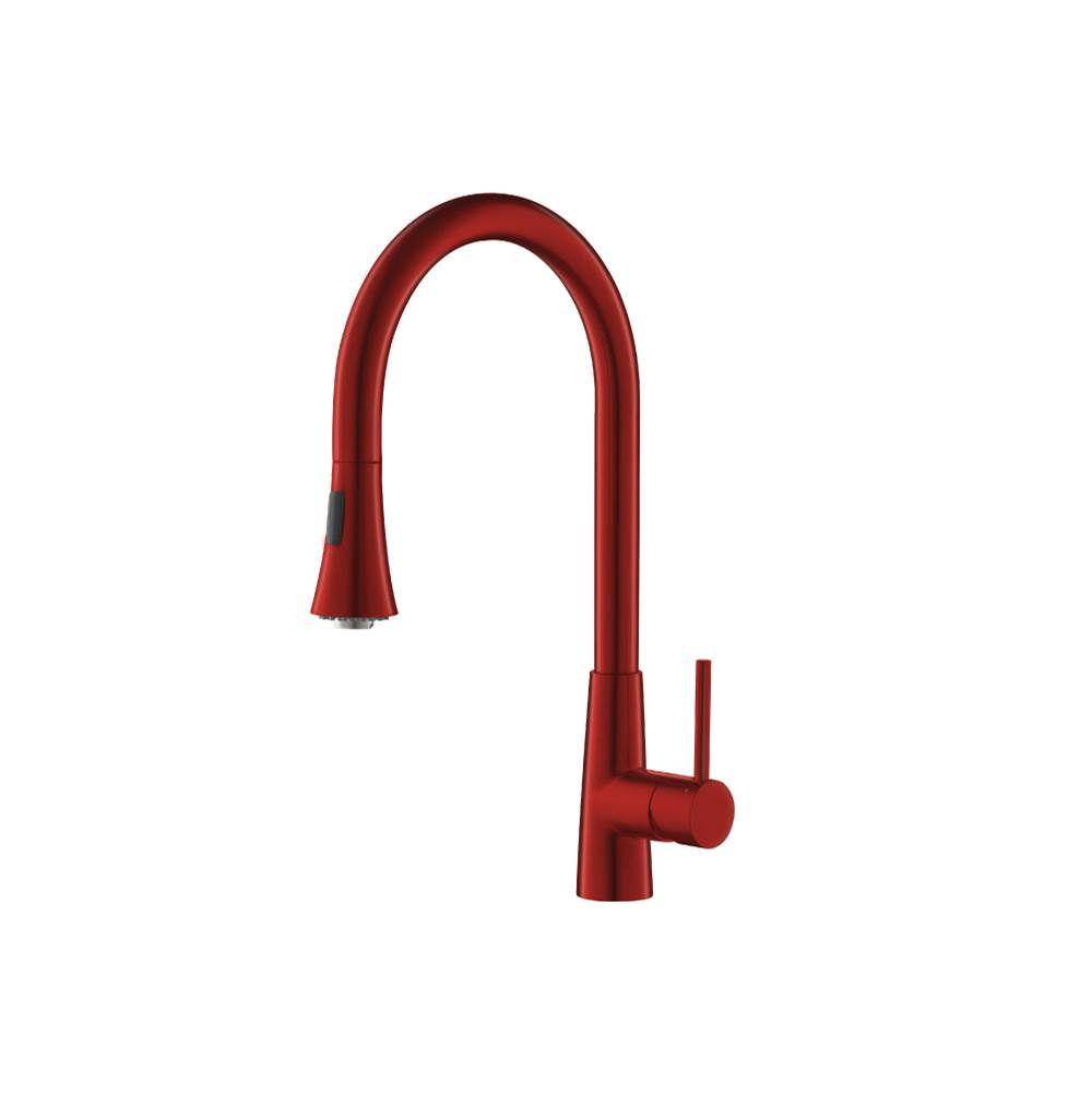 Isenberg By Flusso - Zest - Dual Spray Stainless Steel Kitchen Faucet With Pull Out - Crimson
