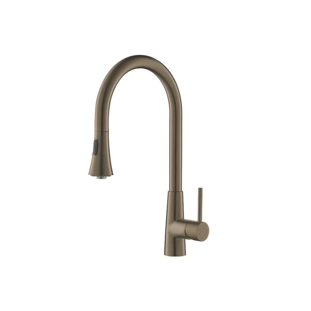 Isenberg By Flusso - Zest - Dual Spray Stainless Steel Kitchen Faucet With Pull Out - Dark Tan