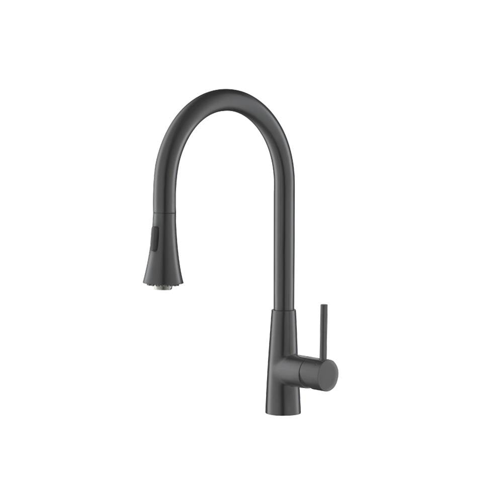 Isenberg By Flusso - Zest - Dual Spray Stainless Steel Kitchen Faucet With Pull Out - Gun Metal Grey