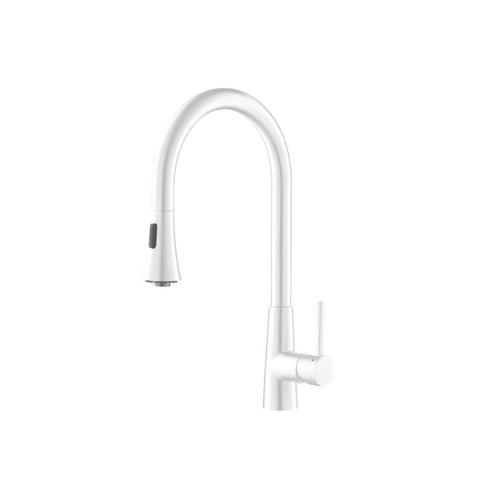 Isenberg By Flusso - Zest - Dual Spray Stainless Steel Kitchen Faucet With Pull Out - Gloss White