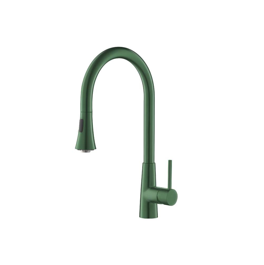 Isenberg By Flusso - Zest - Dual Spray Stainless Steel Kitchen Faucet With Pull Out - Leaf Green