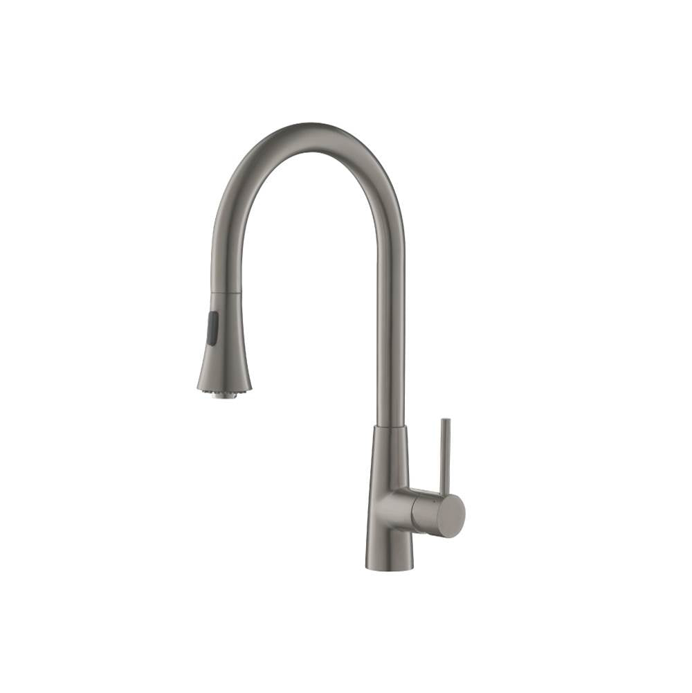 Isenberg By Flusso - Zest - Dual Spray Stainless Steel Kitchen Faucet With Pull Out - Steel Grey