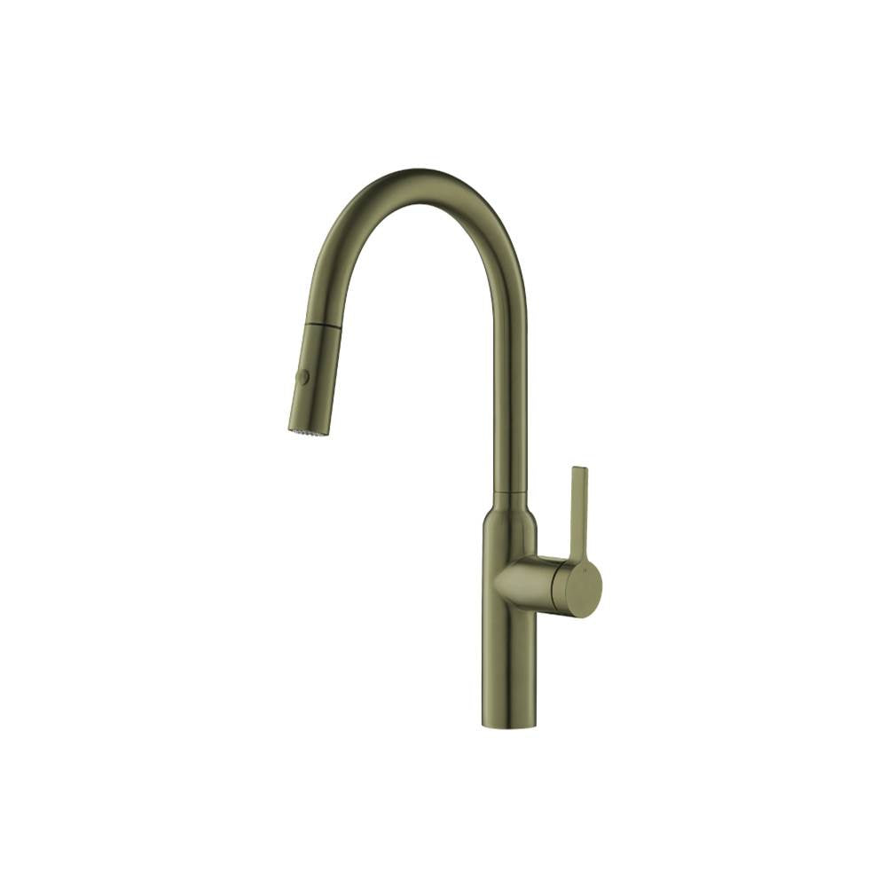Isenberg By Flusso - Ziel - Dual Spray Stainless Steel Kitchen Faucet With Pull Out - Army Green