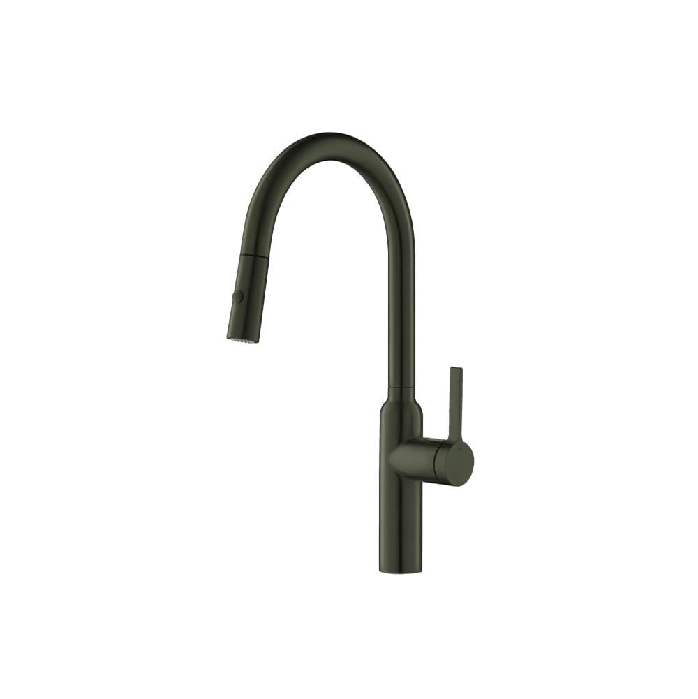 Isenberg By Flusso - Ziel - Dual Spray Stainless Steel Kitchen Faucet With Pull Out - Dark Green