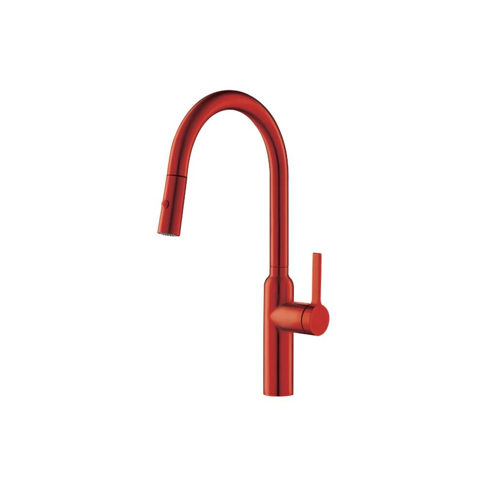 Isenberg By Flusso - Ziel - Dual Spray Stainless Steel Kitchen Faucet With Pull Out - Deep Red