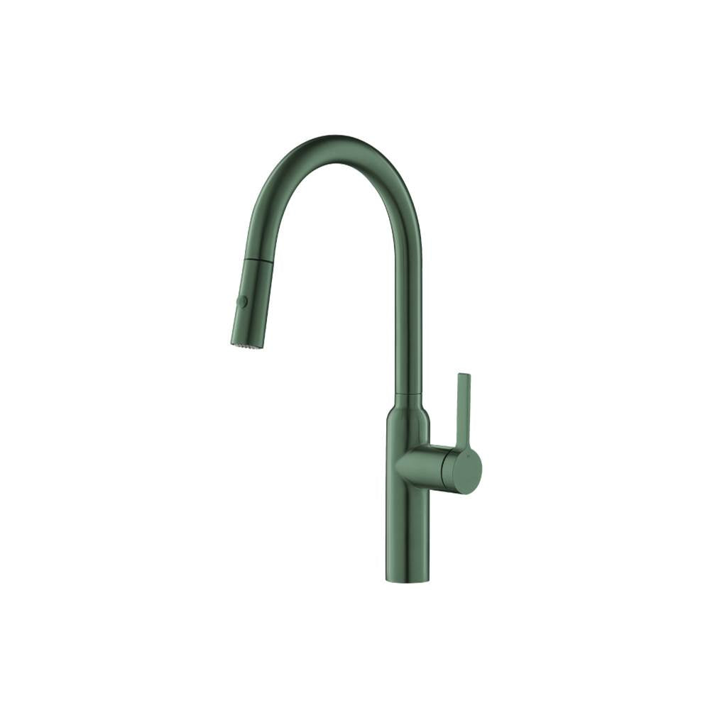 Isenberg By Flusso - Ziel - Dual Spray Stainless Steel Kitchen Faucet With Pull Out - Leaf Green