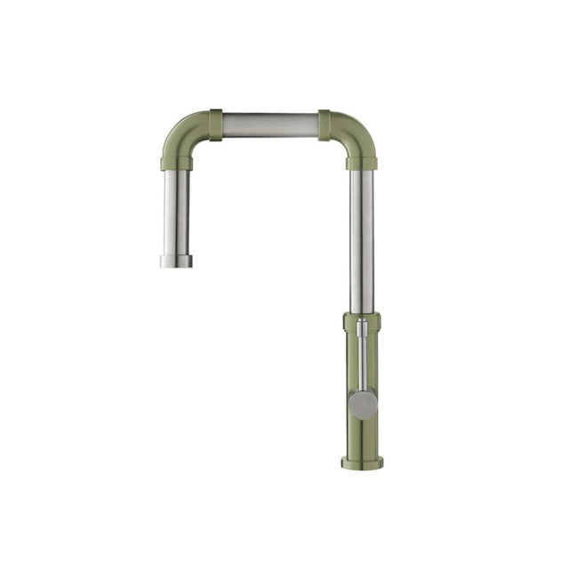 Isenberg By Flusso - Tanz - Stainless Steel Kitchen Faucet With Side Sprayer - Army Green