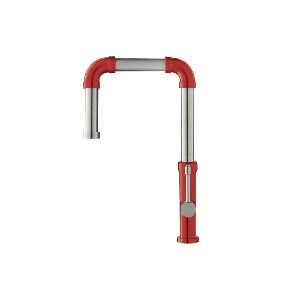 Isenberg By Flusso - Tanz - Stainless Steel Kitchen Faucet With Side Sprayer - Deep Red