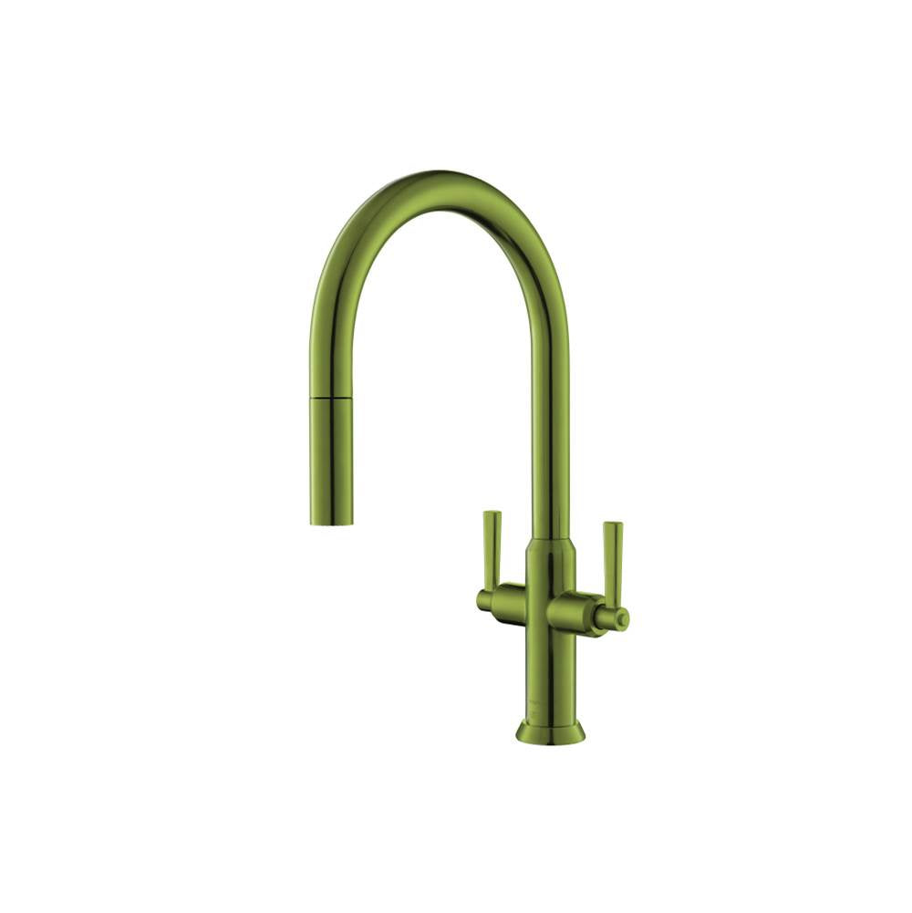 Isenberg By Flusso - Velox - Dual Spray Stainless Steel Two Handle Kitchen Faucet With Pull Out - Isenberg Green