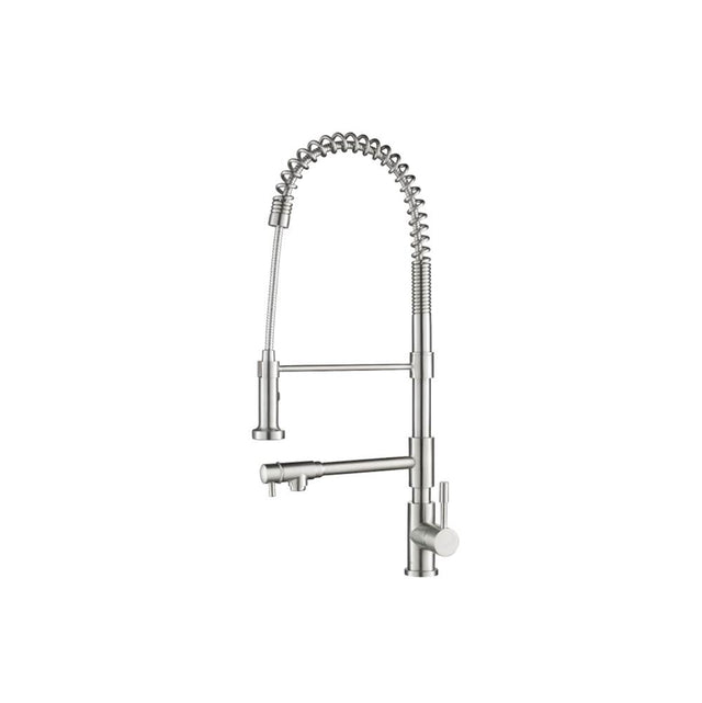 Isenberg By Flusso - Professio - F - Professional Stainless Steel Kitchen Faucet With Pull Out & Pot Filler - Stainless Steel