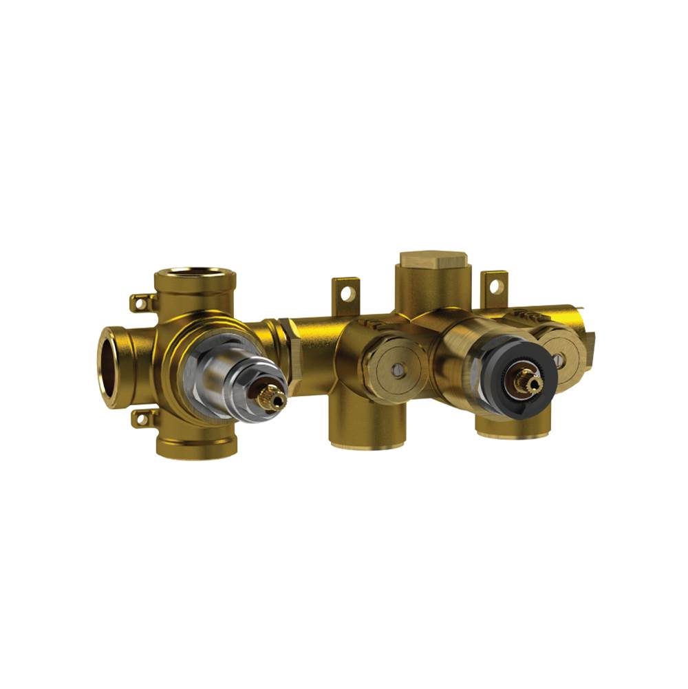 Isenberg By Flusso - 3/4'' Thermostatic Valve - 3 Outputs - Rough Brass