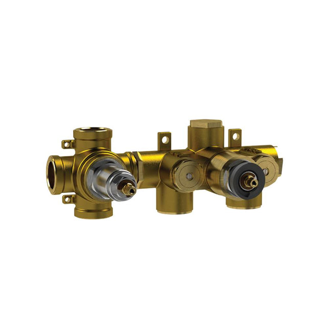 Isenberg By Flusso - 3/4'' Thermostatic Valve - 3 Outputs - Rough Brass
