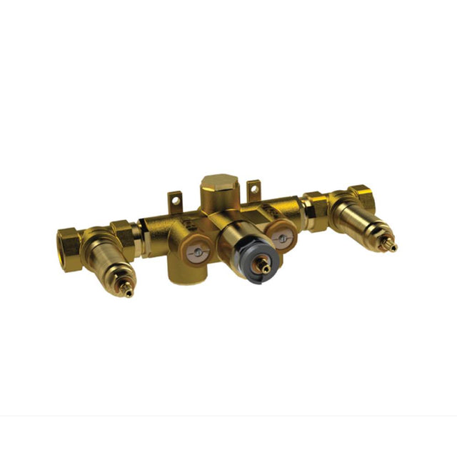 Isenberg By Flusso - 3/4'' Thermostatic Valve - 2 Outputs - Rough Brass