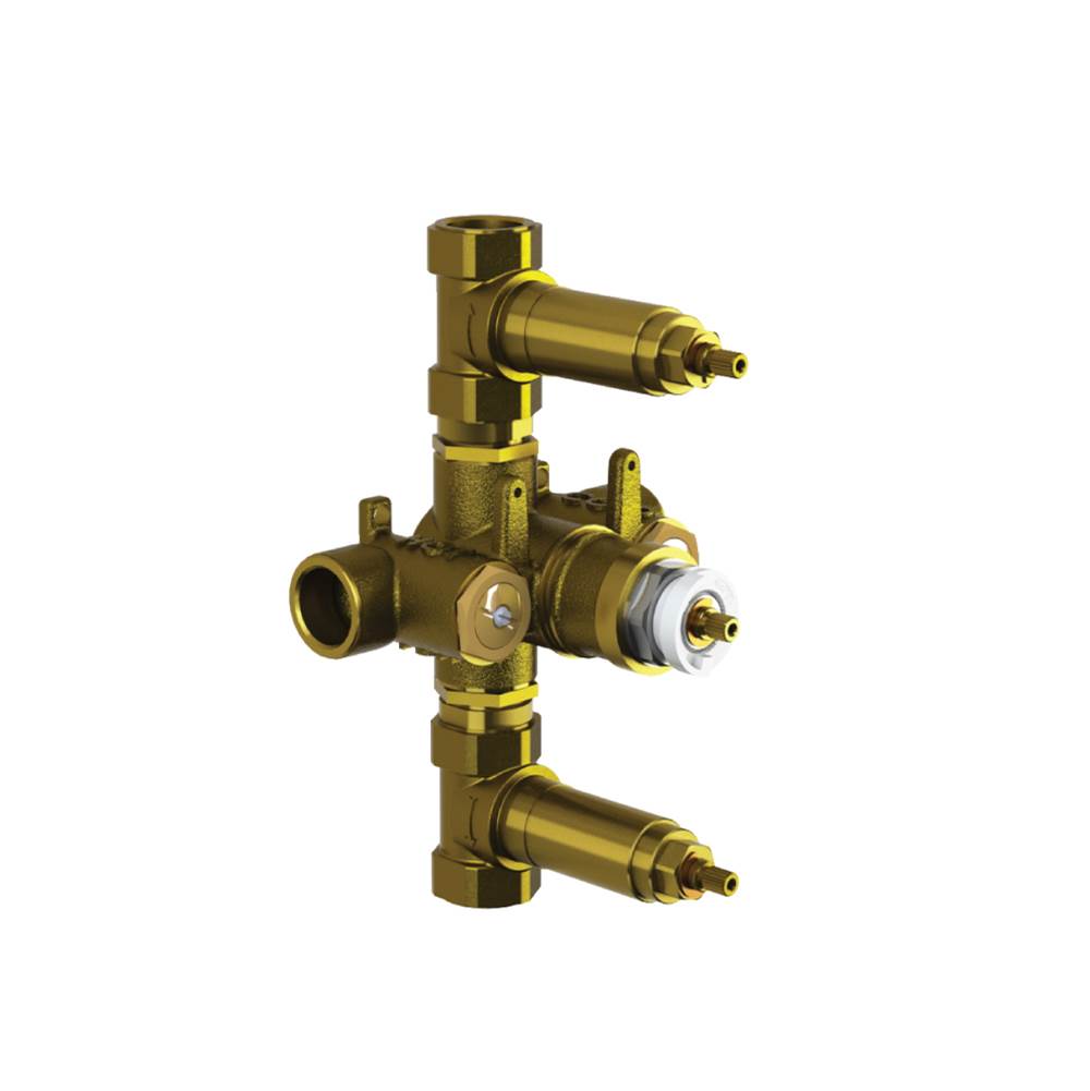 Isenberg By Flusso - 3/4'' Thermostatic Valve - 2 Outputs - Rough Brass