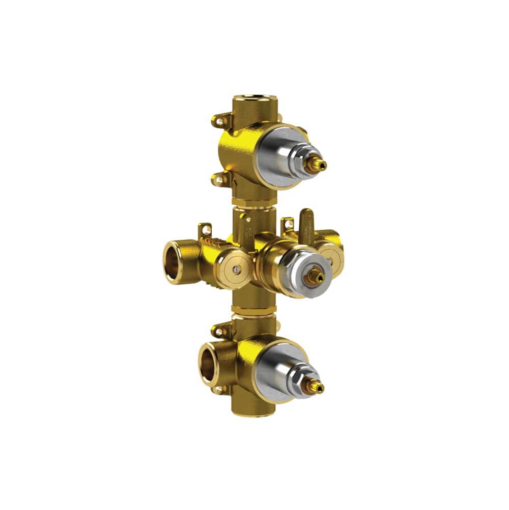 Isenberg By Flusso - 3/4'' Thermostatic Valve - 4 Outputs - Rough Brass