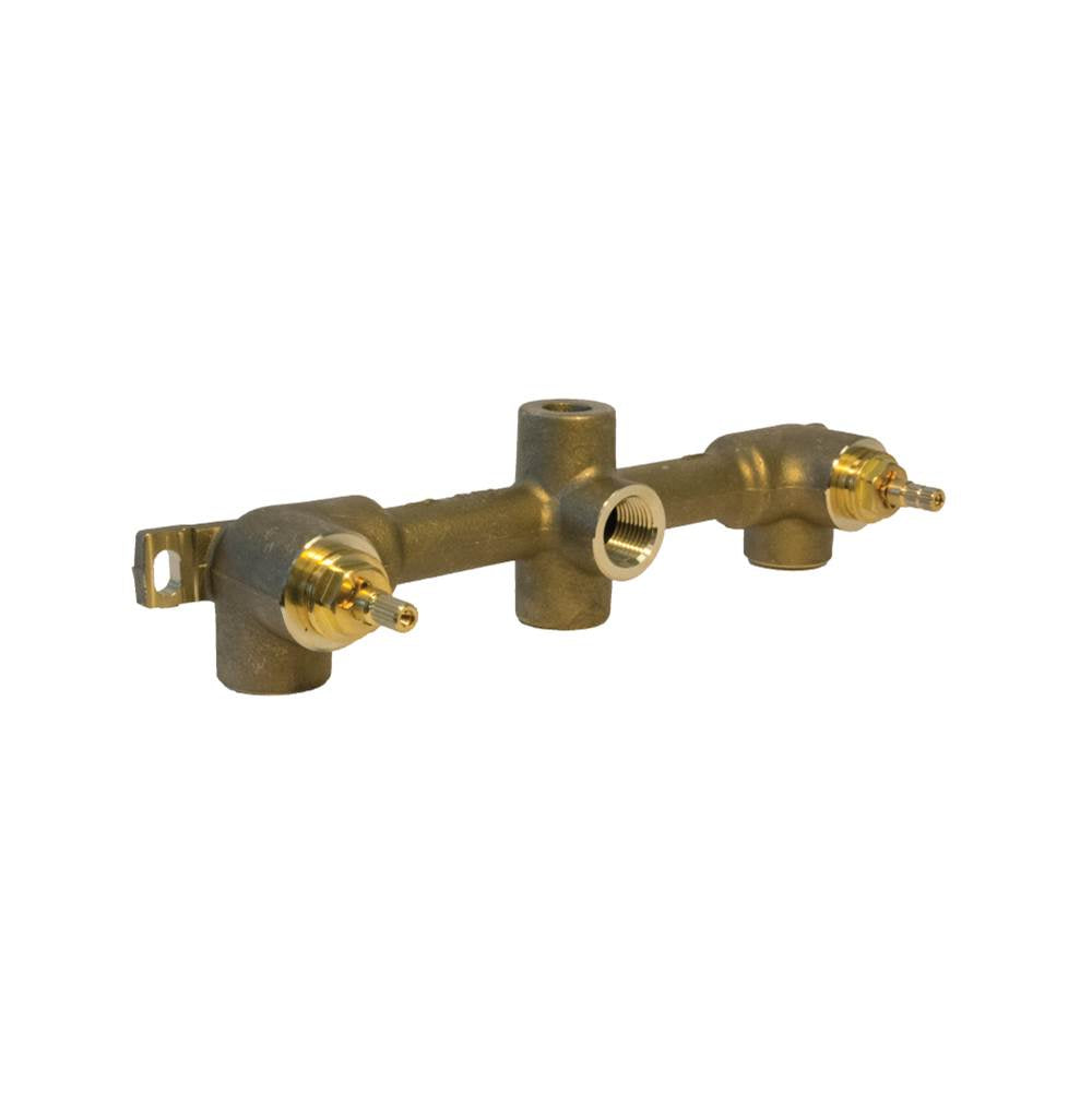 Isenberg By Flusso - 1/2'' Wall Mount Two Handle Valve - Rough Brass