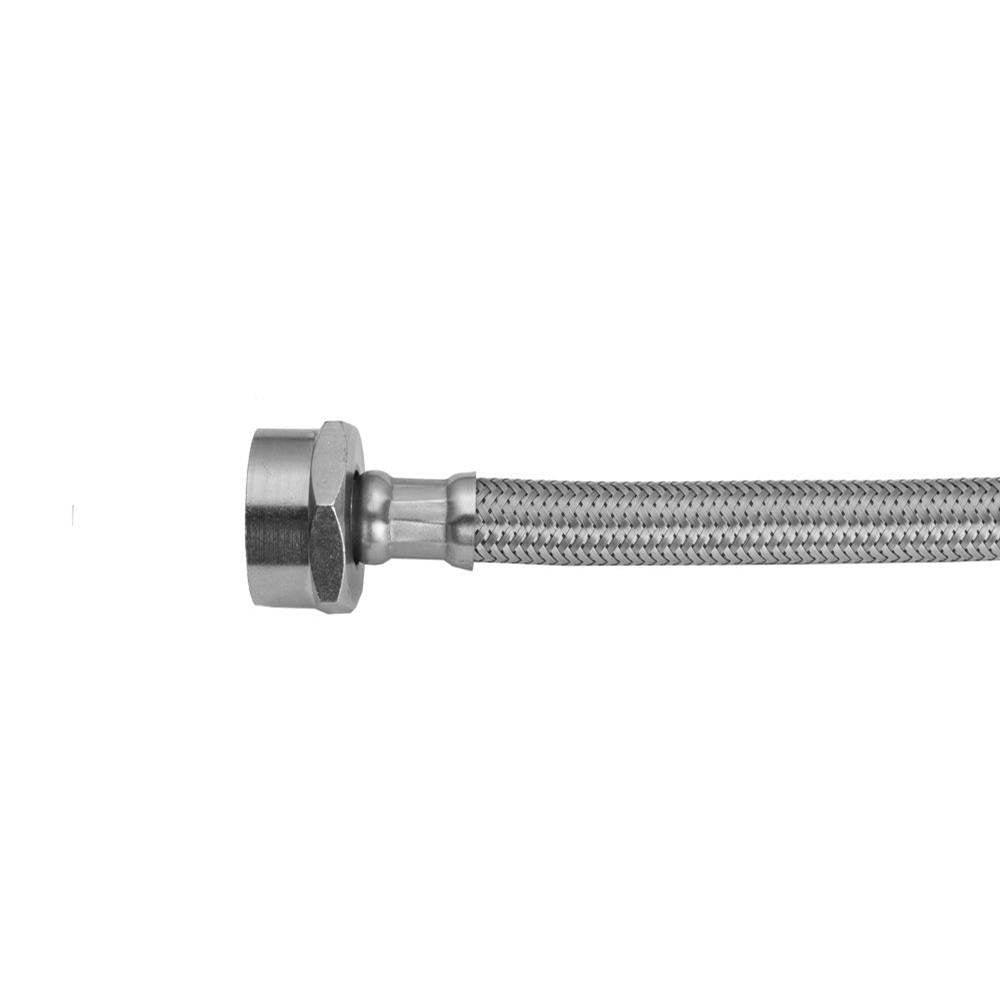 Jaclo - JACLOFLEXE Clear Stainless Steel Flexible Braided 3/8'' O.D. x 7/8'' I.D.- 16'' Toilet Supply Line with Metal Nut - No Finish