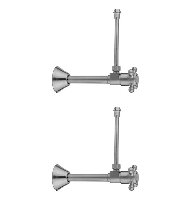 Jaclo - Quarter Turn Ceramic Disc Angle Pattern 1/2'' Copper (Sweat fit) x 3/8'' O.D. Faucet Supply Kit with Cross Handle and 20'' Supply Tubes - White