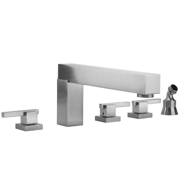 Jaclo - CUBIX Roman Tub Set with CUBIX Lever Handles and Angled Handshower Holder - Vintage Bronze