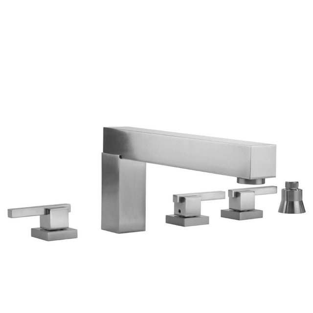Jaclo - CUBIX Roman Tub Set with CUBIX Lever Handles and Straight Handshower Holder - Vintage Bronze