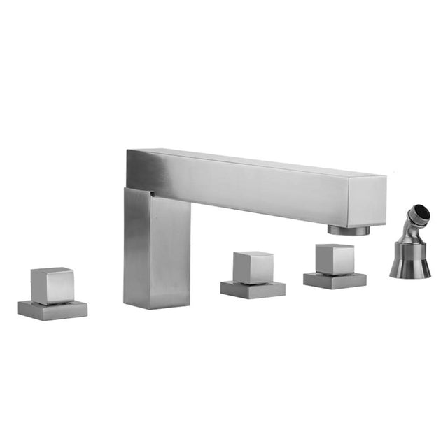 Jaclo - CUBIX Roman Tub Set with Cube Handles and Angled Handshower Holder - Vintage Bronze