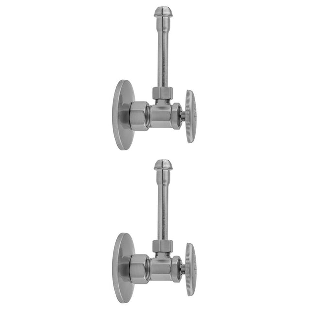 Jaclo - Multi Turn Angle Pattern 5/8'' O.D. Compression (Fits 1/2'' Copper) x 3/8'' O.D. Faucet Supply Kit with Oval Handle, 20'' Supply Tubes, Escutcheons - Vintage Bronze