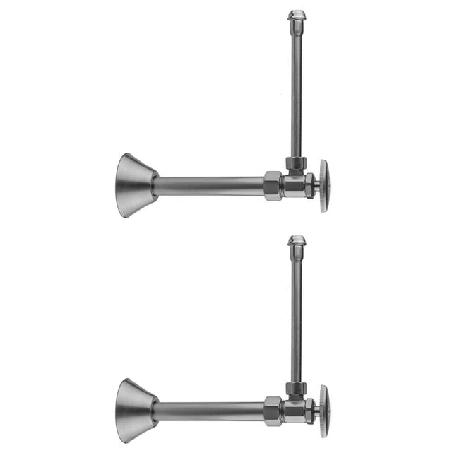 Jaclo - Multi Turn Angle Pattern 5/8'' O.D. Compression (Fits 1/2'' Copper) x 3/8'' O.D. Faucet Supply Kit with Oval Handle, 20'' Supply Tubes, Cover Tubes, Escutcheons - Vintage Bronze