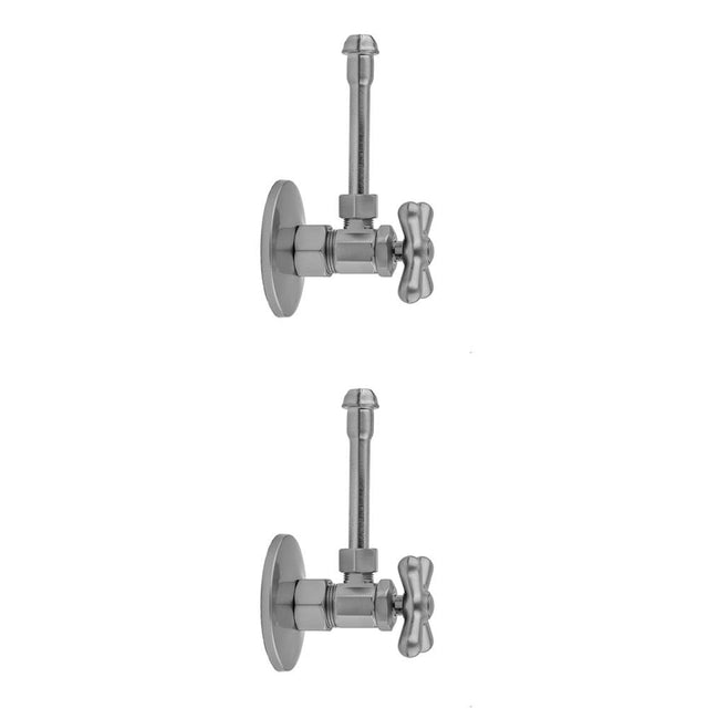 Jaclo - Multi Turn Angle Pattern 5/8'' O.D. Compression (Fits 1/2'' Copper) x 3/8'' O.D. Faucet Supply Kit with Cross Handle, 20'' Supply Tubes, Escutcheons - Vintage Bronze