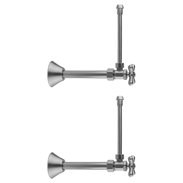 Jaclo - Multi Turn Angle Pattern 5/8'' O.D. Compression (Fits 1/2'' Copper) x 3/8'' O.D. Faucet Supply Kit with Cross Handle, 20'' Supply Tubes, Cover Tubes, Escutcheons - Vintage Bronze