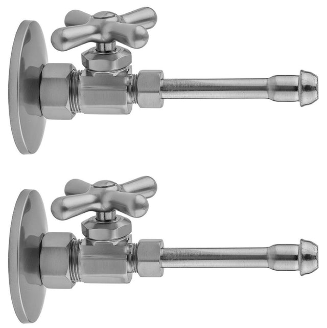 Jaclo - Multi Turn Straight Pattern 5/8'' O.D. Compression (Fits 1/2'' Copper) x 3/8'' O.D. Faucet Supply Kit with Cross Handle, 20'' Supply Tubes, Escutcheons - Vintage Bronze