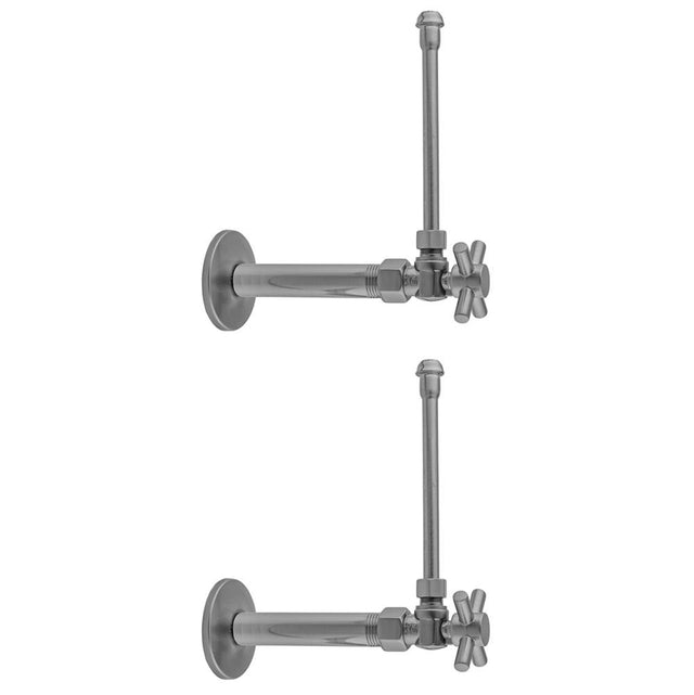 Jaclo - Quarter Turn Angle Pattern 1/2'' IPS x 3/8'' O.D. Faucet Supply Kit with Contempo Cross Handle, 20'' Supply Tubes, Escutcheons - White