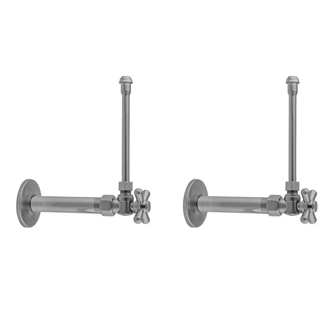 Jaclo - Quarter Turn Angle Pattern 1/2'' IPS x 3/8'' O.D. Faucet Supply Kit with Standard Cross Handle, 20'' Supply Tubes, Escutcheons - White