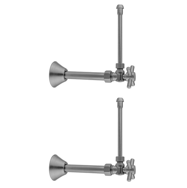 Jaclo - Quarter Turn Angle Pattern 5/8'' O.D. Compression (Fits 1/2'' Copper) x 3/8'' O.D. Faucet Supply Kit Contempo Cross, 20'' Supply Tubes, Cover Tube, Escutcheons - White