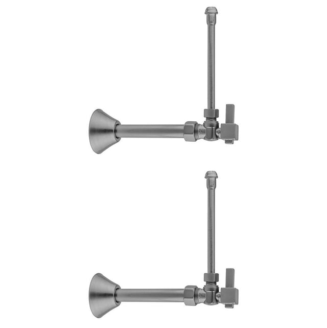 Jaclo - Quarter Turn Angle Pattern 5/8'' O.D. Compression (Fits 1/2'' Copper) x 3/8'' O.D. Faucet Supply Kit Square Lever, 20'' Supply Tubes Cover Tubes, Escutcheons - White