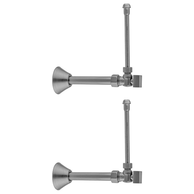 Jaclo - Quarter Turn Angle Pattern 5/8'' O.D. Compression (Fits 1/2'' Copper) x 3/8'' O.D. Faucet Supply Kit with Square Handle, 20'' Supply Tubes, Cover Tube, Escutcheons - White