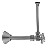 Jaclo - Quarter Turn Angle Pattern 5/8'' O.D. Compression (Fits 1/2'' Copper) x 3/8'' O.D. Toilet Supply Kit Standard Cross Handle, 20'' Supply Tube Cover Tube, Escutcheon - White