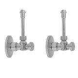 Jaclo - Quarter Turn Angle Pattern 5/8'' O.D. Compression (Fits 1/2'' Copper) x 3/8'' O.D. Faucet Supply Kit with Oval Handle, 20'' Supply Tubes, Escutcheons - White