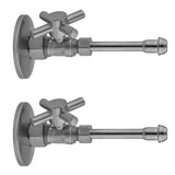 Jaclo - Quarter Turn Straight Pattern 5/8'' O.D. Compression (Fits 1/2'' Copper) x 3/8'' O.D. Faucet Supply Kit with Contempo Cross Handle, 20'' Supply Tubes, Escutcheons - White