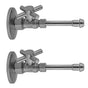 Jaclo - Quarter Turn Straight Pattern 5/8'' O.D. Compression (Fits 1/2'' Copper) x 3/8'' O.D. Faucet Supply Kit with Contempo Cross Handle, 20'' Supply Tubes, Escutcheons - White
