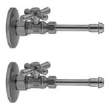 Jaclo - Quarter Turn Straight Pattern 5/8'' O.D. Compression (Fits 1/2'' Copper) x 3/8'' O.D. Faucet Supply Kit with Standard Cross Handle, 20'' Supply Tubes, Escutcheons - White