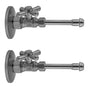 Jaclo - Quarter Turn Straight Pattern 5/8'' O.D. Compression (Fits 1/2'' Copper) x 3/8'' O.D. Faucet Supply Kit with Standard Cross Handle, 20'' Supply Tubes, Escutcheons - White