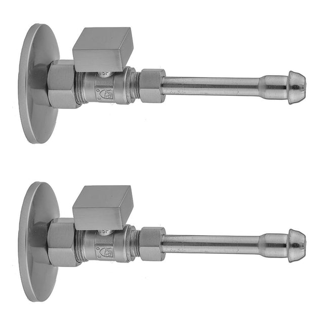 Jaclo - Quarter Turn Straight Pattern 5/8'' O.D. Compression (Fits 1/2'' Copper) x 3/8'' O.D. Faucet Supply Kit with Square Handle, 20'' Supply Tubes, Escutcheons - White