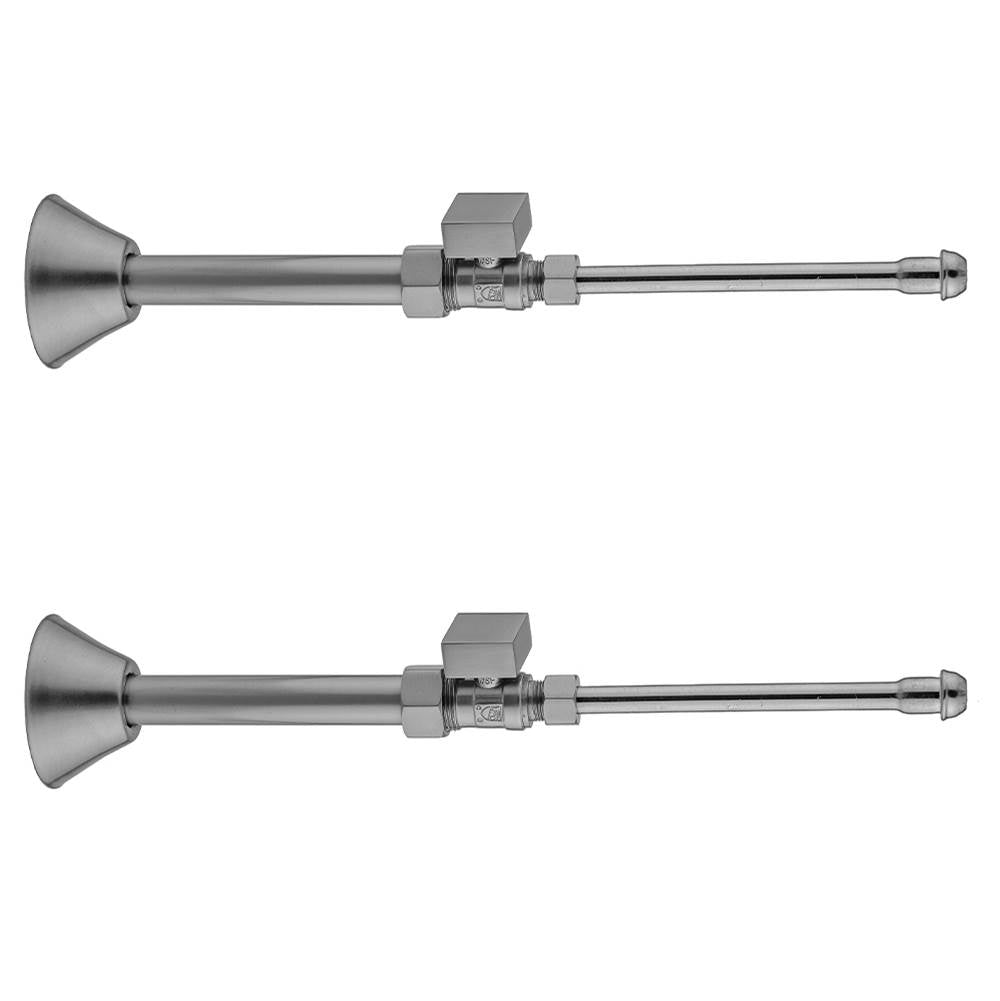 Jaclo - Quarter Turn Straight Pattern 5/8'' O.D. Compression (Fits 1/2'' Copper) x 3/8'' O.D. Faucet Supply Kit Square Handle, 20'' Supply Tubes, Cover Tubes, Escutcheons - White