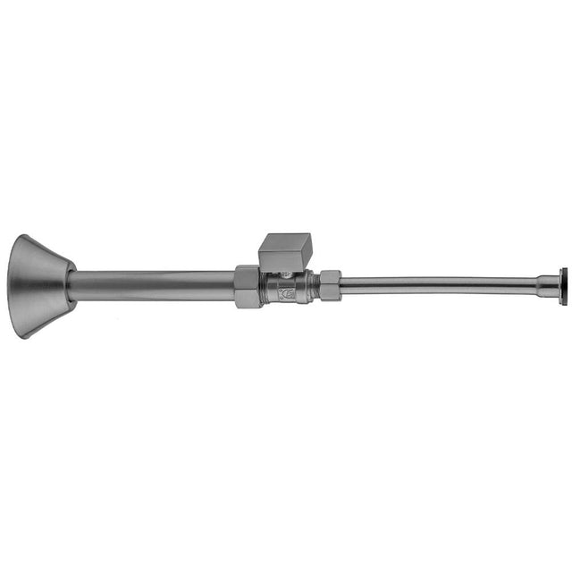 Jaclo - Quarter Turn Straight Pattern 5/8'' O.D. Compression (Fits 1/2'' Copper) x 3/8'' O.D. Toilet Supply Kit Square Handle, 20'' Supply Tube, Cover Tube, Escutcheon - White