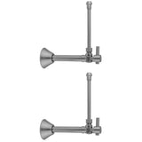 Jaclo - Quarter Turn Angle Pattern 1/2'' Copper (Sweat Fit) x 3/8'' O.D. Faucet Supply Kit with Contempo Lever Handle, 20'' Supply Tubes & Bell Escutcheons - White