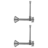 Jaclo - Quarter Turn Angle Pattern 1/2'' Copper (Sweat Fit) x 3/8'' O.D. Faucet Supply Kit with Contempo Cross Handle, 20'' Supply Tubes & Bell Escutcheons - White