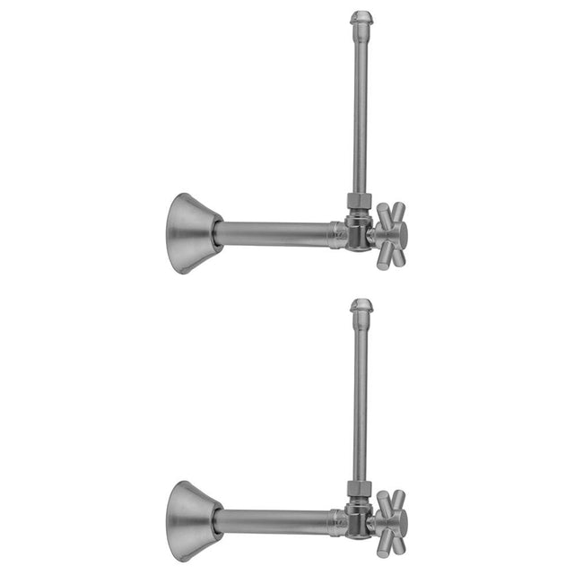 Jaclo - Quarter Turn Angle Pattern 1/2'' Copper (Sweat Fit) x 3/8'' O.D. Faucet Supply Kit with Contempo Cross Handle, 20'' Supply Tubes & Bell Escutcheons - White