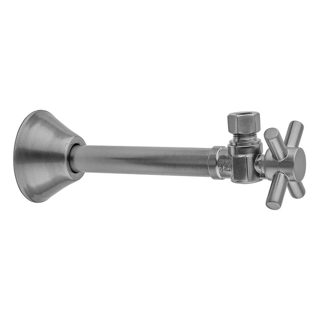 Jaclo - Quarter Turn 1/2'' Copper (Sweat Fit) x 3/8'' O.D. Outlet Angle Supply Valve with Contempo Cross Handle - White
