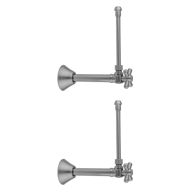 Jaclo - Quarter Turn Angle Pattern 1/2'' Copper (Sweat Fit) x 3/8'' O.D. Faucet Supply Kit with Standard Cross Handle, 20'' Supply Tubes, Escutcheons - White